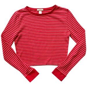 Forever 21 ribbed striped cropped long sleeve top S